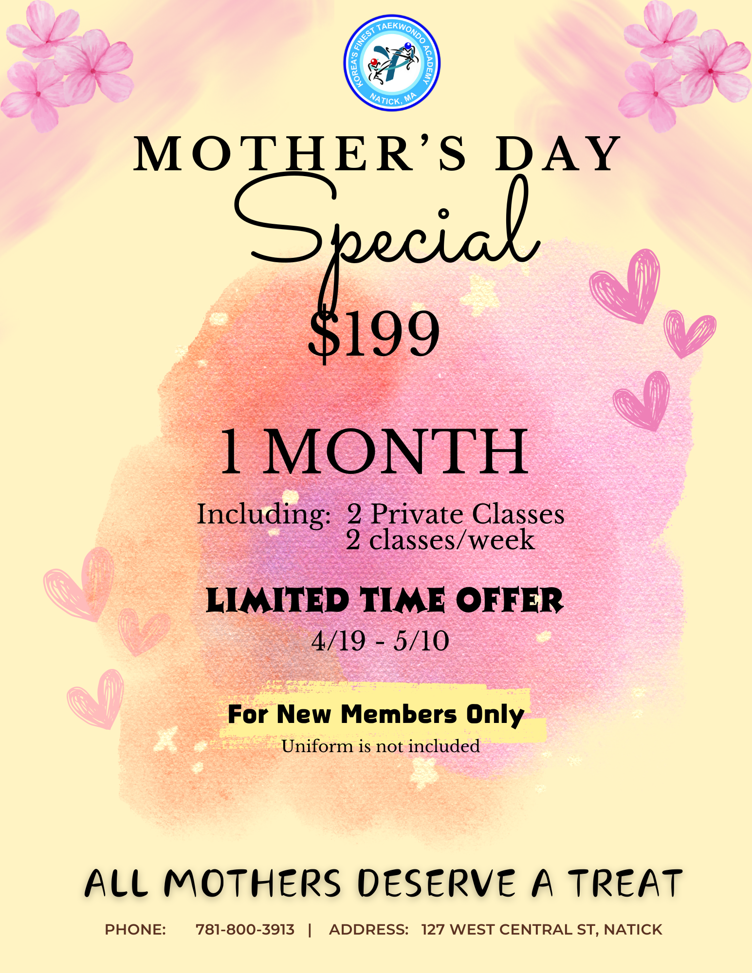Mother's Day Special - $199 for 1 Month